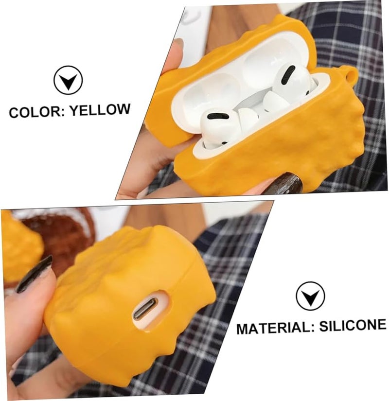 Balacoo Yellow Silicone Earphone Case Cover with Chain Portable and Flexible Design - Image 2